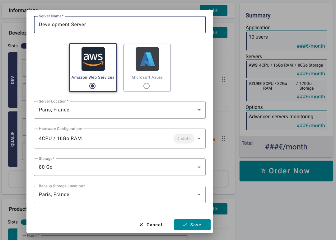 gestion des applications server configuration